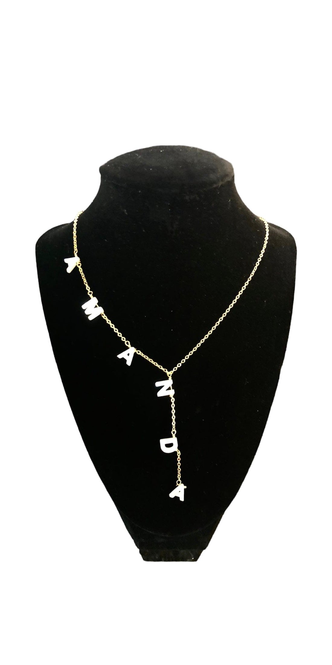 Mexoul Vertical Custom Mother Pearl Letter necklace FROM 6 TO 7 LETTERS