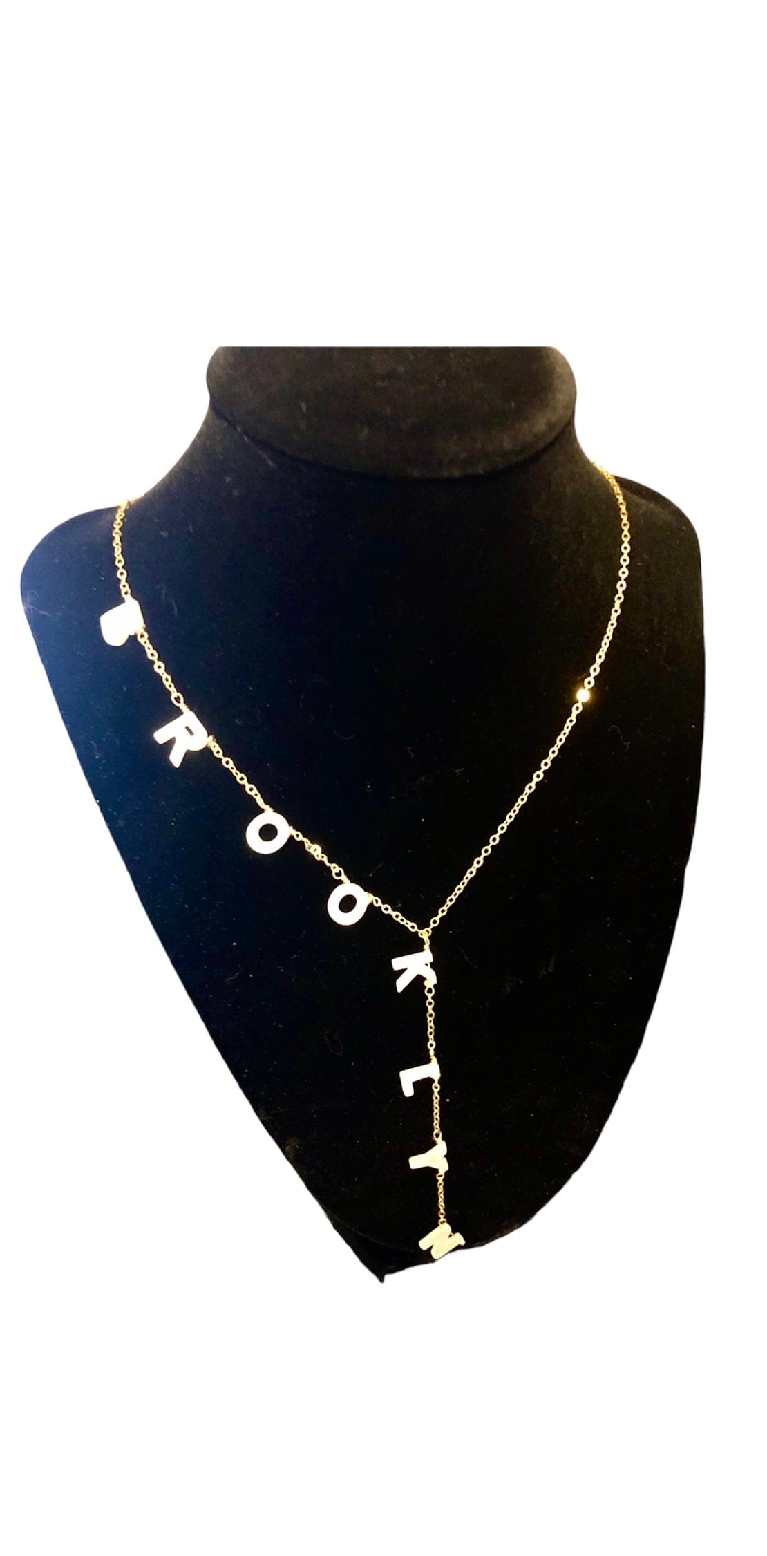 Mexoul Vertical Custom Mother Pearl Letter necklace FROM 8 TO 9 LETTERS