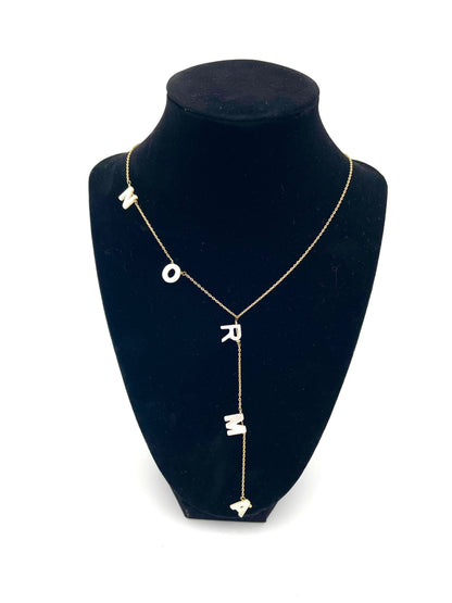 Mexoul Vertical Custom Mother Pearl Letter necklace UP TO  5 LETTERS