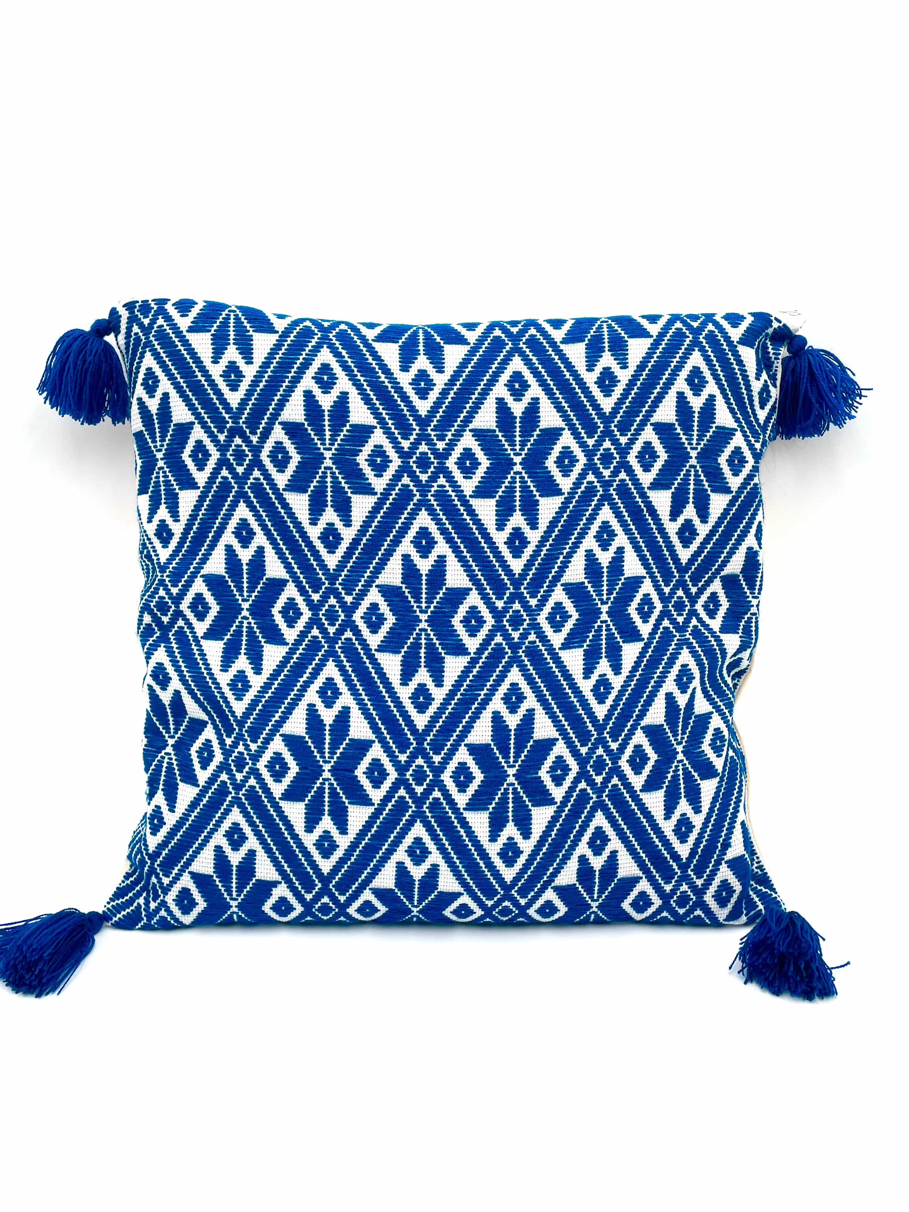 Mexoul White and Blue Embroidered cushions