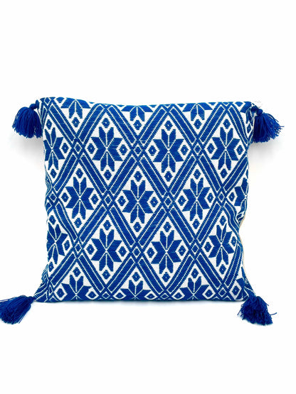 Mexoul White and Blue Embroidered cushions