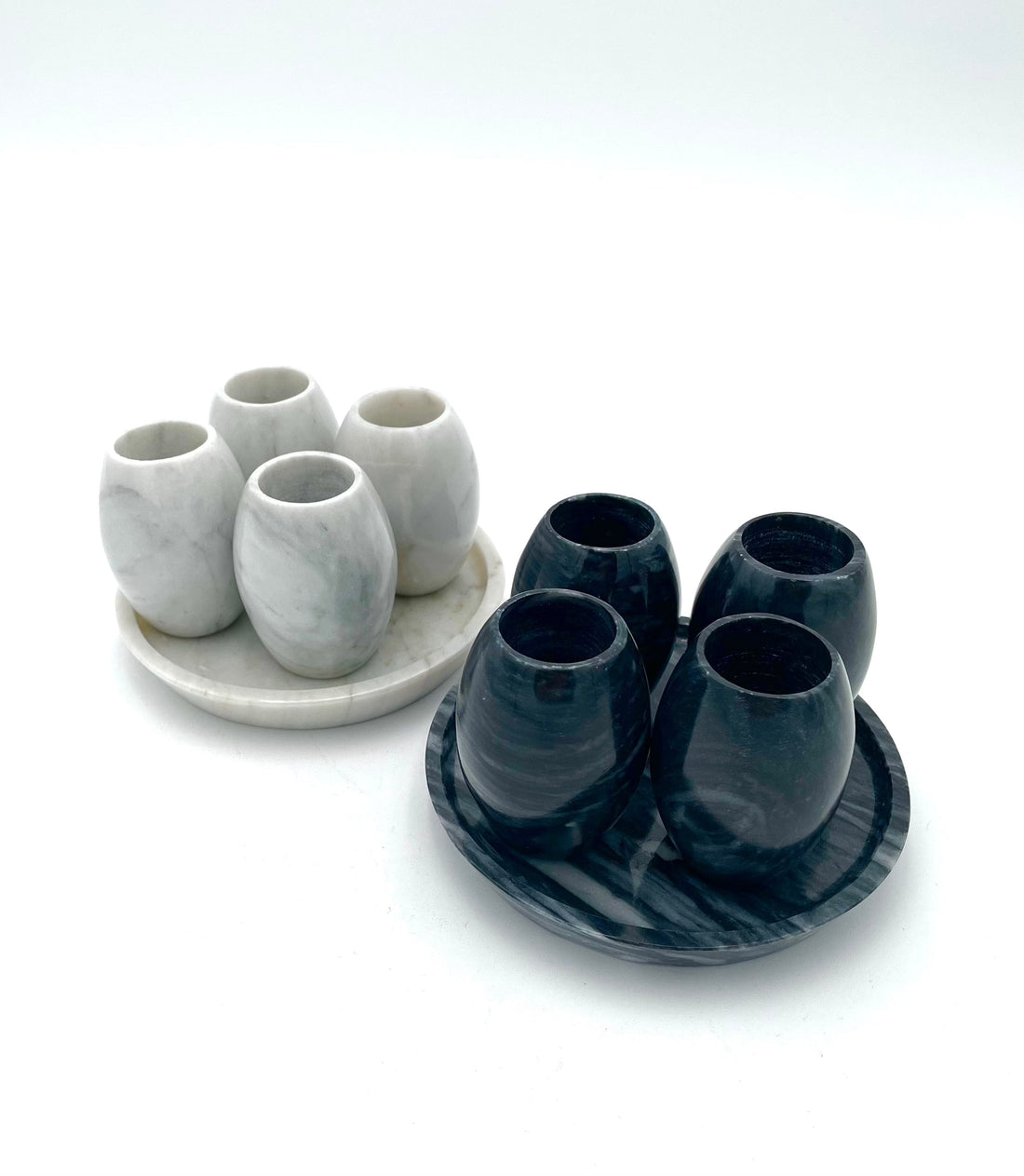Mexoul White Marble 4 Shot cup set