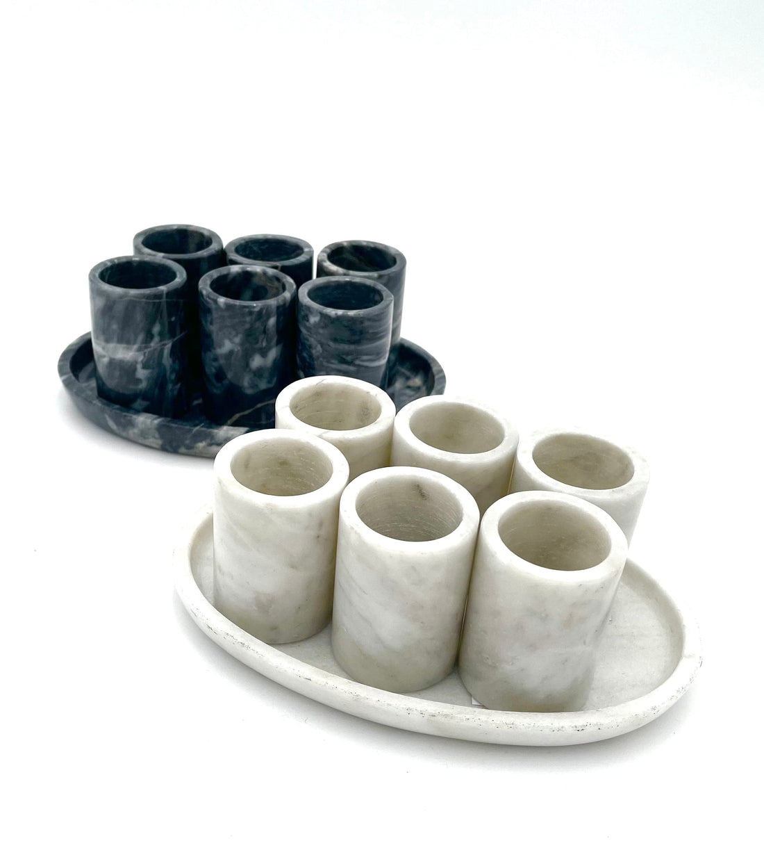 Mexoul White Marble 6 Shot cup set