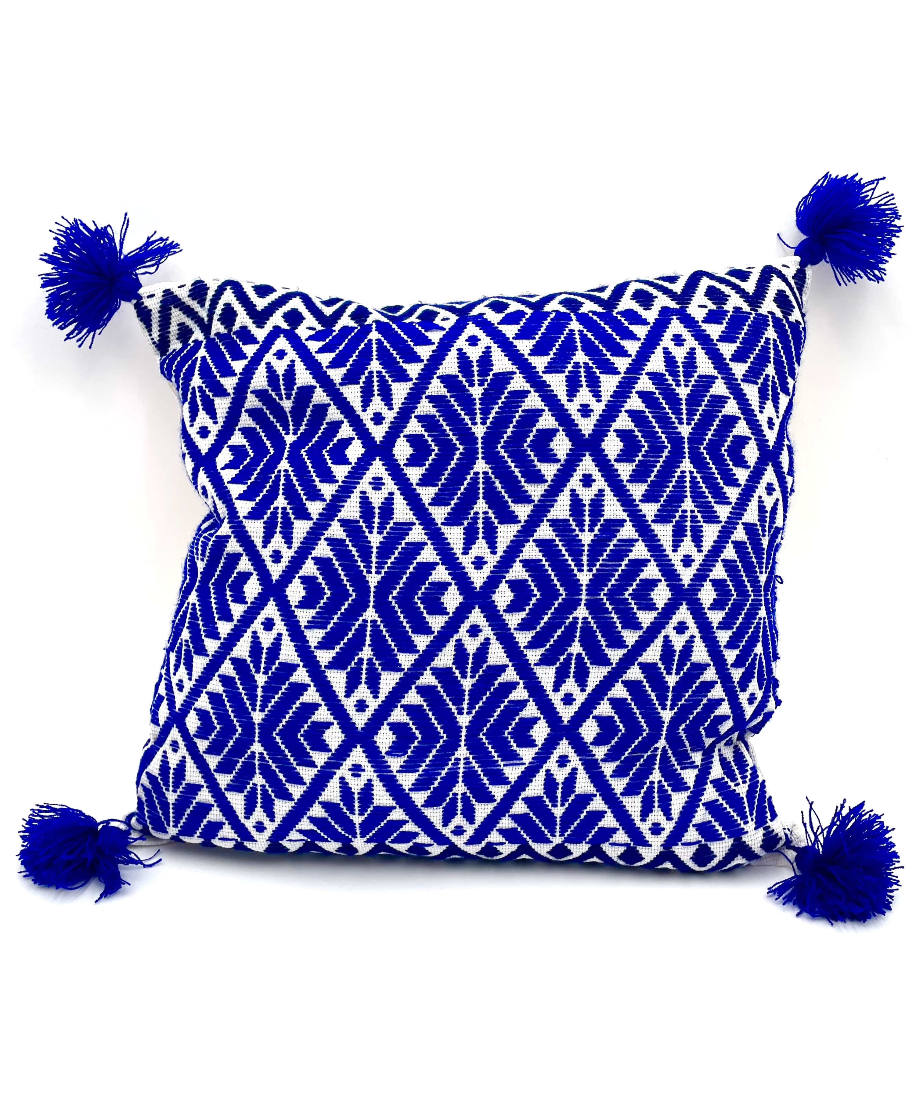 Mexoul White with Royal Blue Embroidered cushions
