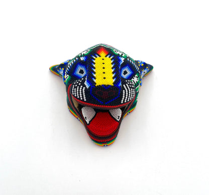 Mexoul YELLOW NOSE Huichol art jaguar head