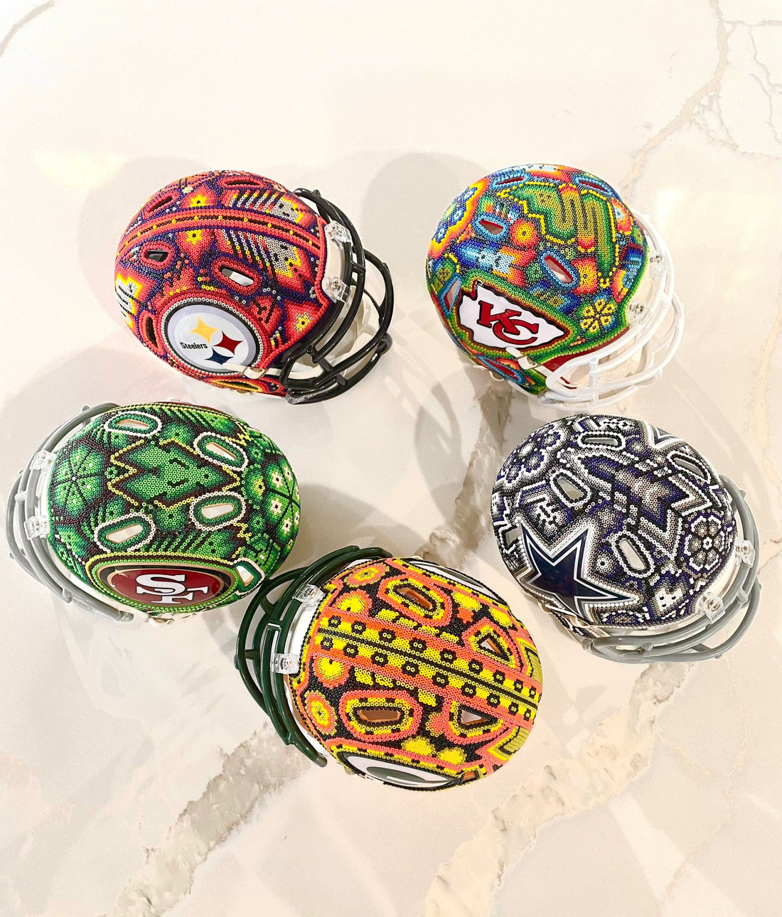 Mexoul Your favorite NFL TEAM HUICHOL ART DECORATED  helmet