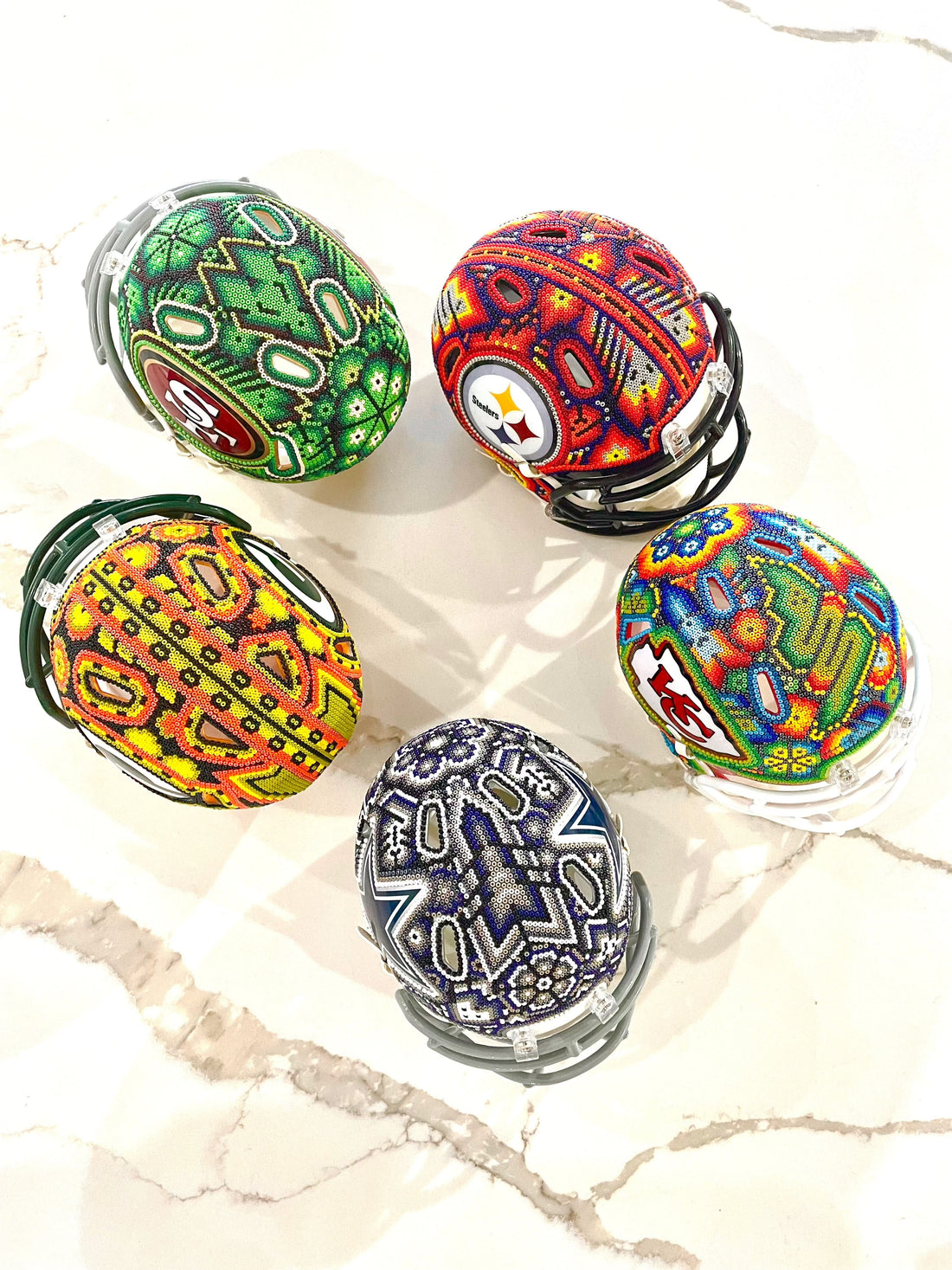Mexoul Your favorite NFL TEAM HUICHOL ART DECORATED mini helmet