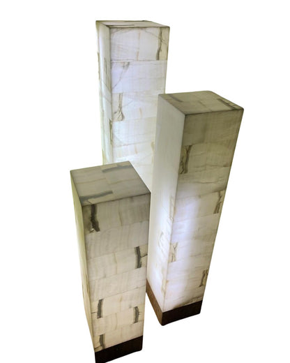 Dawn Beige Onyx Lamp Set (3 Pieces) – Handcrafted Natural Stone Lighting